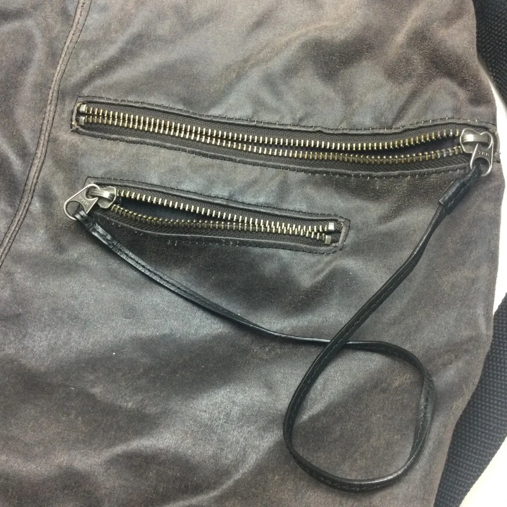 Art-Berg Do Gray Suede Zip Top Adjustable Shoulder Messenger Bag